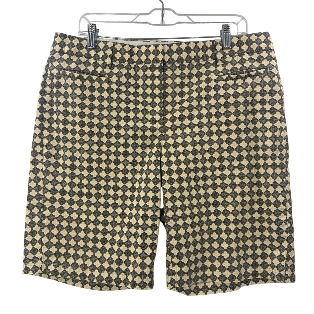 Lands End Women's Size 14 Geometric Print Shorts Beige Brown - Picture 1 of 10